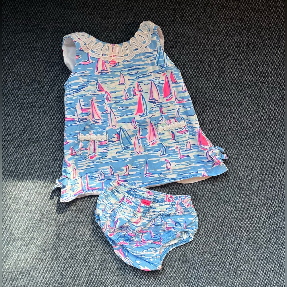 Lilly Pulitzer Pink and Blue Sailboat Baby Outfit (6-12 months)
